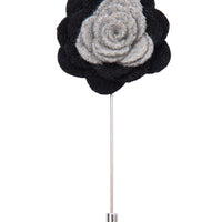 Black and grey lapel flower