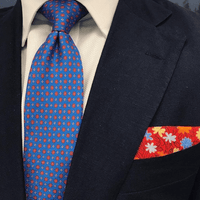 Red Linen Floral Pocket Square