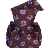 Burgundy & Blue Foulard Silk Tie