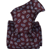 Burgundy & White Paisley Silk Tie