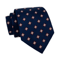 Brown & Navy Foulard Silk Tie
