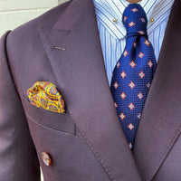 Navy & Brown Geometric Foulard Silk Tie