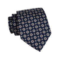 Blue & Silver Foulard Silk Tie
