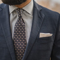Blue & Silver Geometric Silk Tie