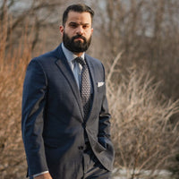 Blue & Silver Geometric Silk Tie
