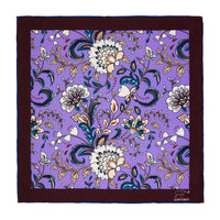 Lilac, Blue & White Floral Silk Pocket Square