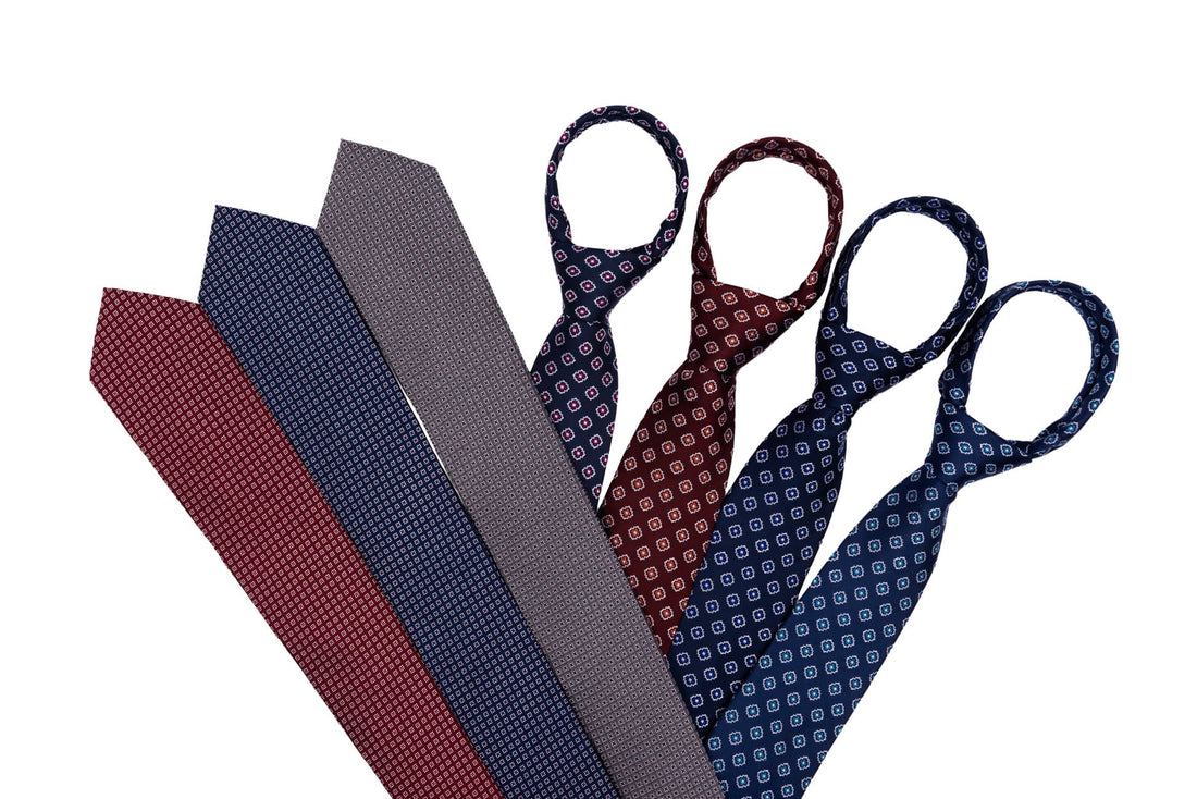 Navy & Blue Foulard Silk Ties