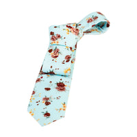 Light Blue, Crimson & Yellow Floral Cotton Tie