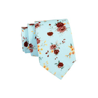 Light Blue, Crimson & Yellow Floral Cotton Tie