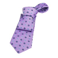 Lilac & Navy Geometric Foulard Silk Tie