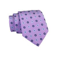 Lilac & Navy Geometric Foulard Silk Tie