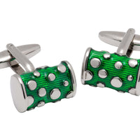 Green w/ Silver Enamel Cufflinks