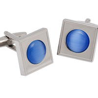 Blue Topaz Rhodium Plated Cufflinks