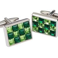 Green Sapphire Rhodium Plated Cufflinks
