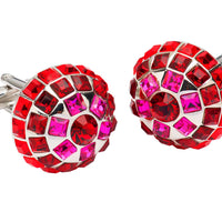 Red Ruby Cufflinks with Rhodium Plating