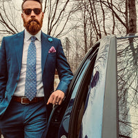 Bluish Grey Geometric Foulard Silk Tie