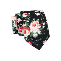 Black, Pink & Green Floral Cotton Tie