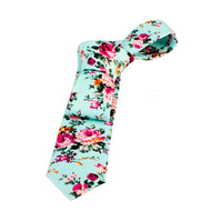 Light Blue Floral Cotton Tie