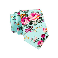 Light Blue Floral Cotton Tie