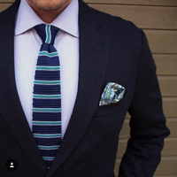 Light Blue Paisley Silk Pocket Square