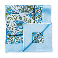 Blue Paisley Silk Pocket Square