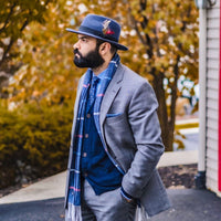 Grey Plaid Wool Scarf