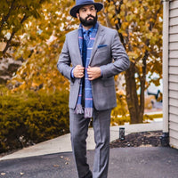 Grey Plaid Wool Scarf