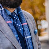 Grey Plaid Wool Scarf