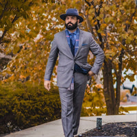 Grey Plaid Wool Scarf