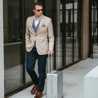 White, Burgundy & Blue Foulard Silk Pocket Square