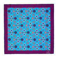 Blue, Purple & Pink Foulard Silk Pocket Square