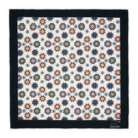 White, Burgundy & Blue Foulard Silk Pocket Square