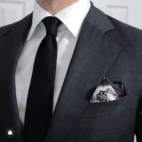 White Geometric Foulard Silk Pocket Square