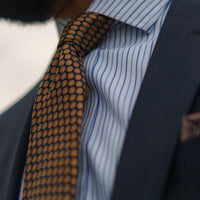 Navy & Orange Medallion Foulard Silk Tie