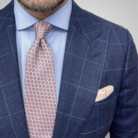 Pink & Grey Medallion Foulard Silk Tie