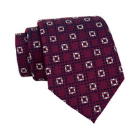 Burgundy & Silver Foulard Silk Tie