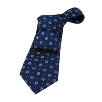 Blue & Silver Foulard Silk Tie