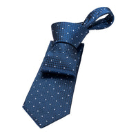 Navy & Silver Polka Dot Silk Tie