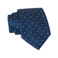 Navy & Silver Polka Dot Silk Tie