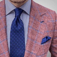 Navy & Blue Foulard Silk Tie