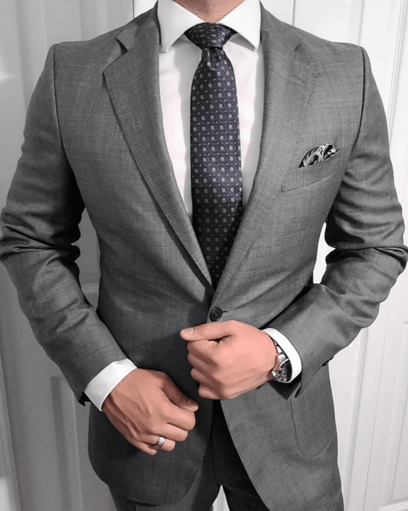 Grey Foulard Silk Tie