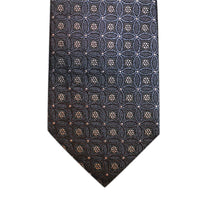 Grey Geometric Foulard Silk Tie
