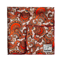 Orange & Cream Paisley Silk Pocket Square