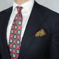 Olive Green Abstract Silk Pocket Square