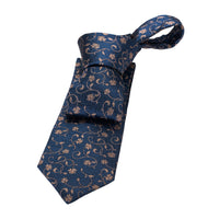 Navy & Gold Floral Silk Tie