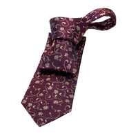 Burgundy & Gold Floral Silk Tie