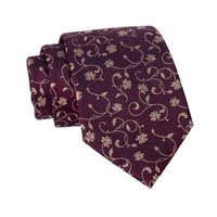 Burgundy & Gold Floral Silk Tie