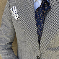 Navy & Gold Floral Silk Tie
