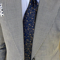 Navy & Gold Floral Silk Tie