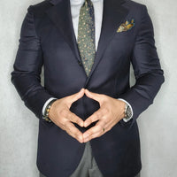 Olive Green & Gold Floral Silk Tie